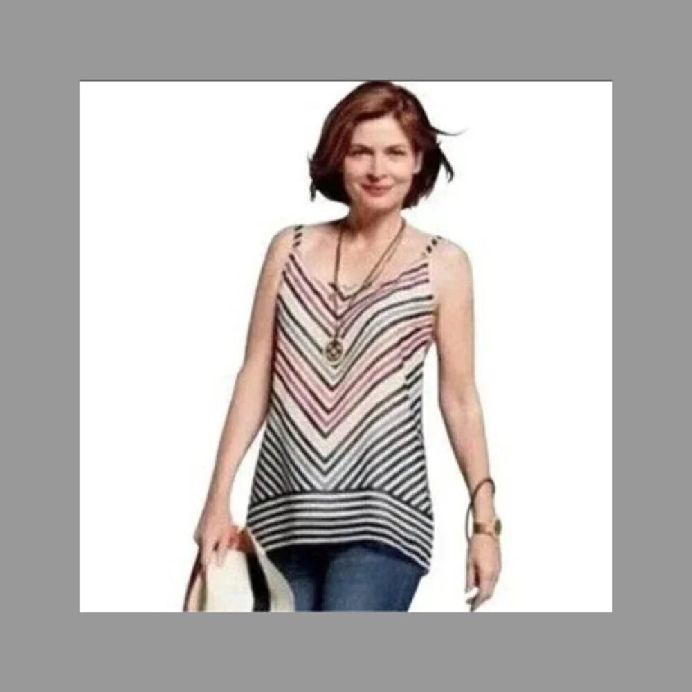 CABI Linea Rainbow Chevron Striped Cami Tank Top XS #5043